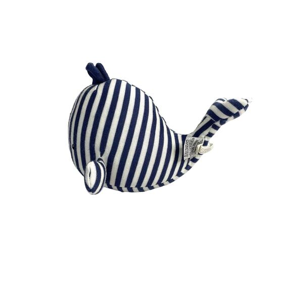LITTLE JELLYCAT Walter the Whale Rattle Plush Toy Blue White Stripe Stuffed Anim - Picture 5 of 11